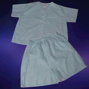 Vintage Lady Lindsay green Striped  summer Pajama Set 2X